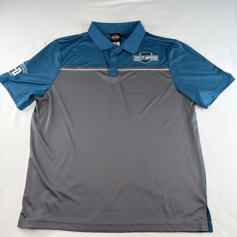 Harley Davidson Mens XXL Polo Shirt Blue Gray Indianapolis Southside Indiana
